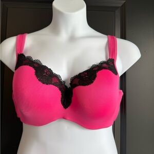 Cacique Underwire Pink Lace Trim Bra